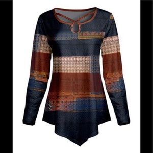 Lily Abstract Long Sleeve Tunic. Size 2X